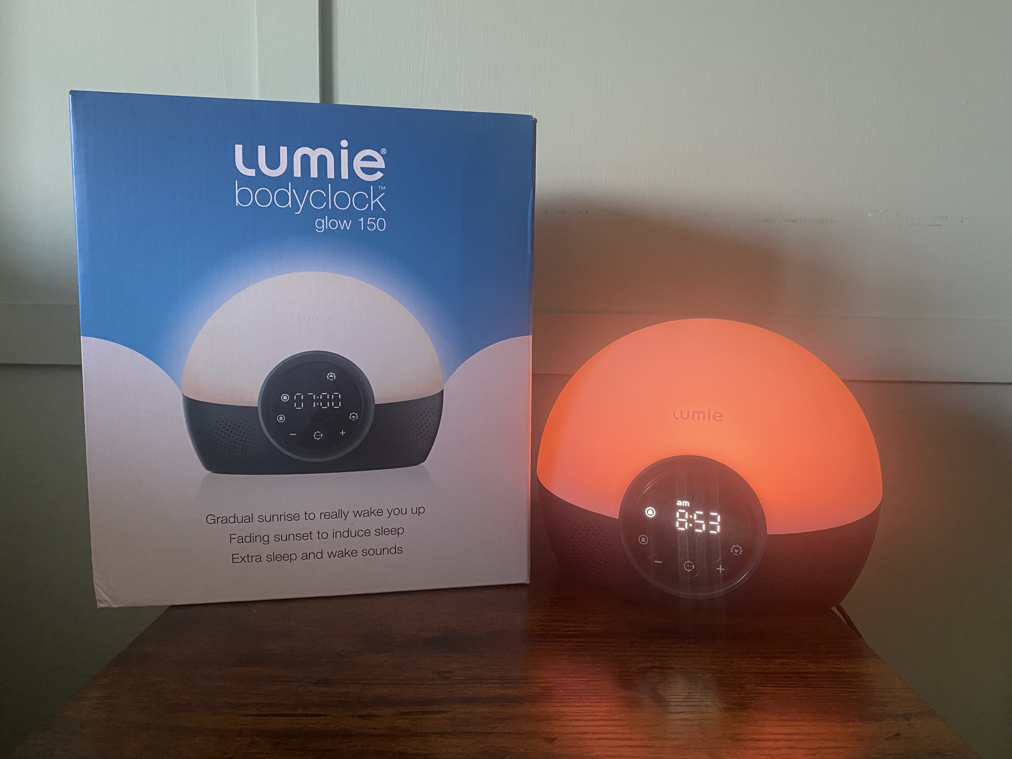 Lumie Bodyclock Glow 150 next to box