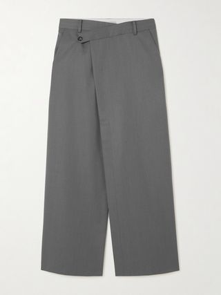 + Net Sustain Asymmetric Wool-Blend Twill Maxi Wrap-Effect Skirt