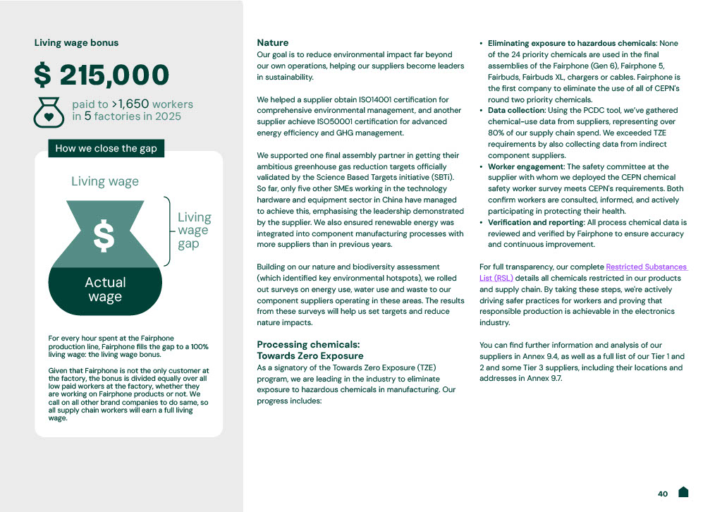 An excerpt from Fairphone's 2025 Impact Report
