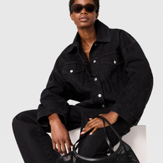 Stella McCartney black double denim outfit