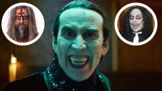 Nicolas Cage as Dracula with insets of Kirk Hammet and Rob Zombie