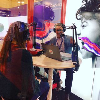 Dr. Jennifer Williams records podcast with Dr. Rod Berger at the Soundtrap booth at #ISTE19