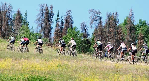 Heather Irmiger (Gary Fisher/Subaru) leads up the long climb