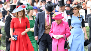 Princess Eugenie of York (L) , Queen Elizabeth II (C) and Princess Beatrice of York (R) attend Ladies Day of Royal Ascot 2017 at Ascot Racecourse on June 22, 2017 in Ascot, England