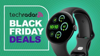 Google Pixel Watch 4 in Black on techRadar deals banner