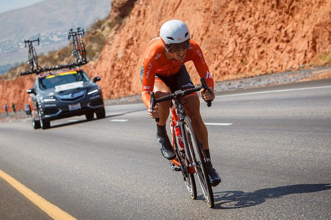 Evan Huffman of the United States and the Rally Cycling Team on August 6, 2018 in St. George, Utah.