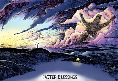 Editorial cartoon U.S. Easter blessings Christian religious holiday