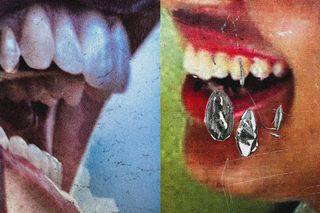 Art of seeing - close-ups of advertising hoardings showing two mouths