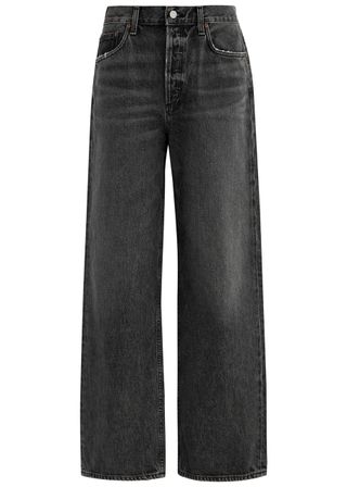 Low Slung Baggy Distressed Wide-Leg Jeans