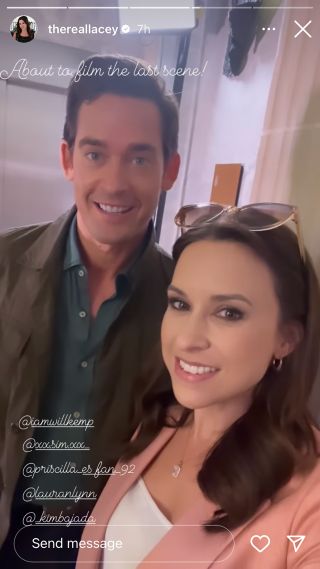 Will Kemp and Lacey Chabert filming The Dancing Detective.