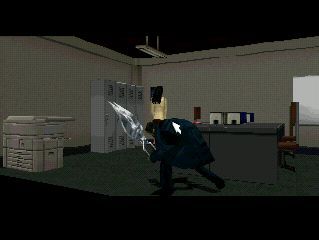 Scissorman pursues Jennifer in the PS1 version of Clock Tower