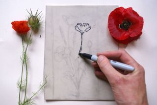 lino printmaking: drawing with a marker pen on your drawing