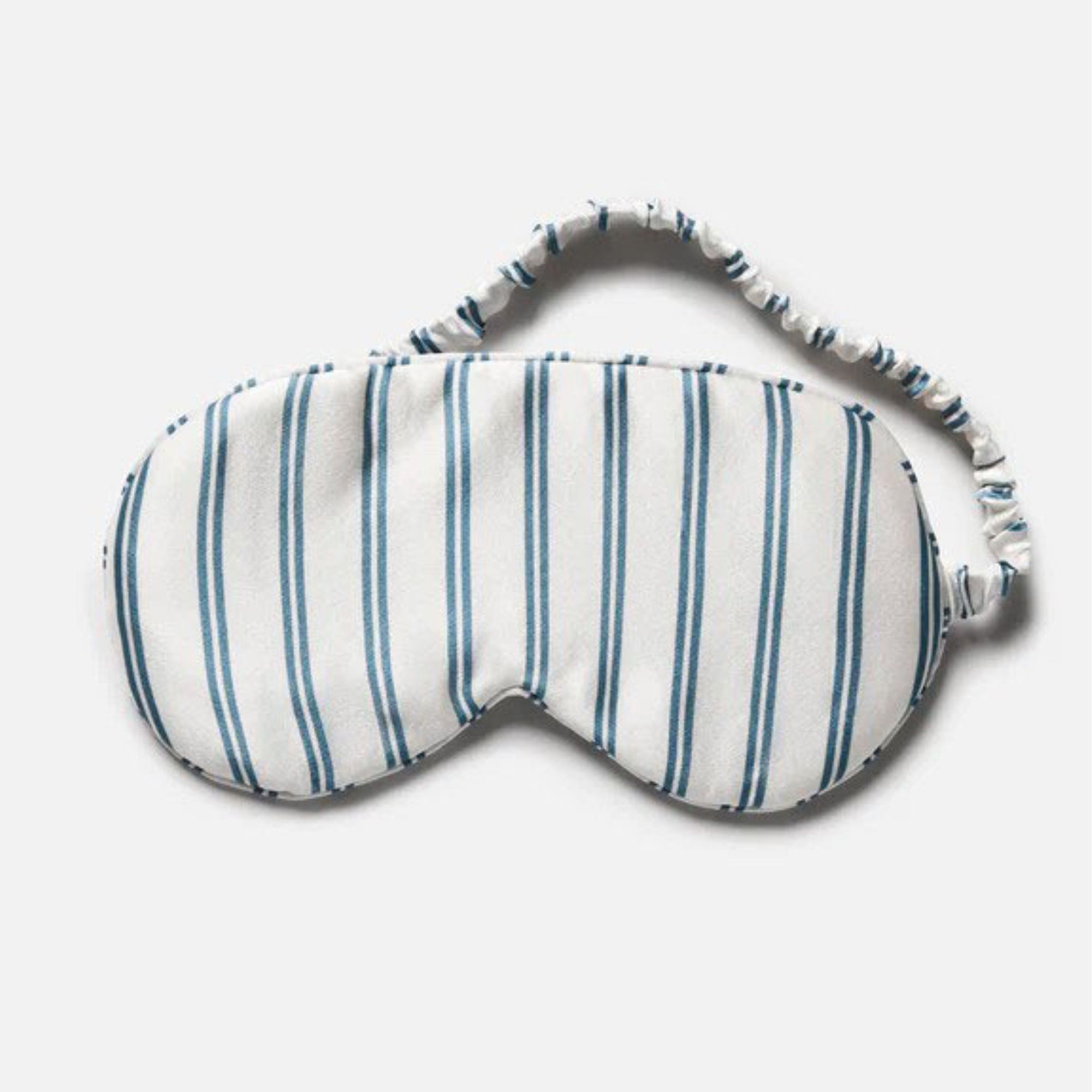 Mulberry blue and white striped silk eye mask