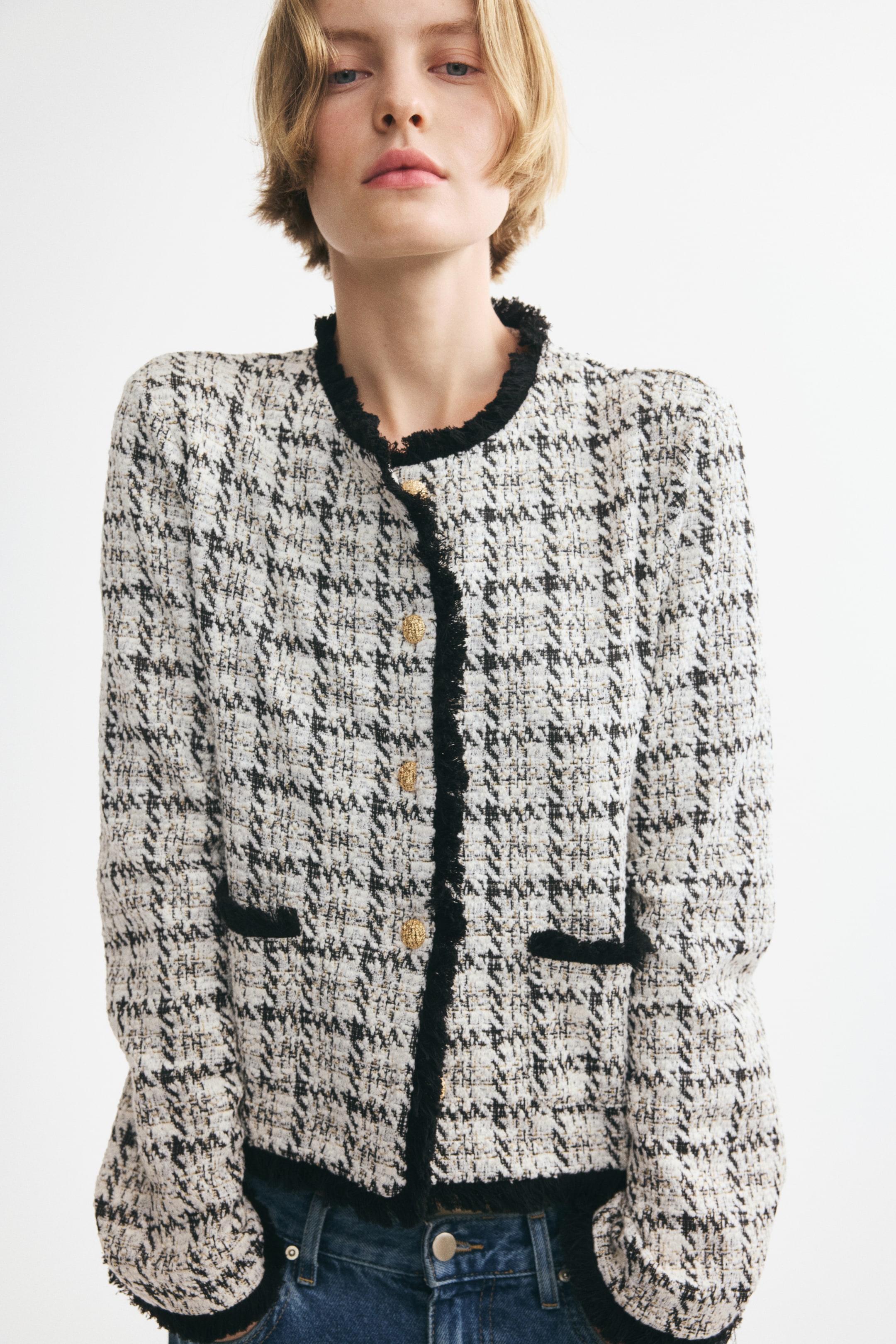Fringed Boucl&amp;eacute;-Knit Jacket