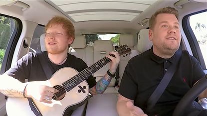Ed Sheeran and James Corden sing and drive