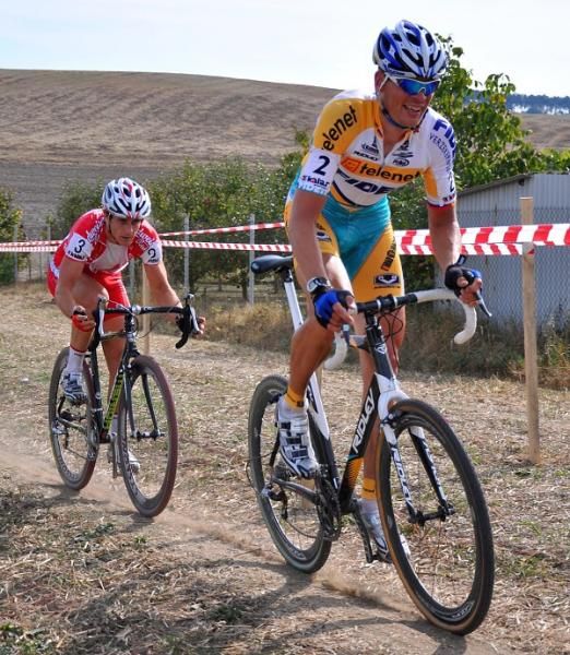 Petr Dlask (Telenet Fidea Cycling Team) leads Martin B&iacute;na (Cyklo Team Budvar T&aacute;bor).