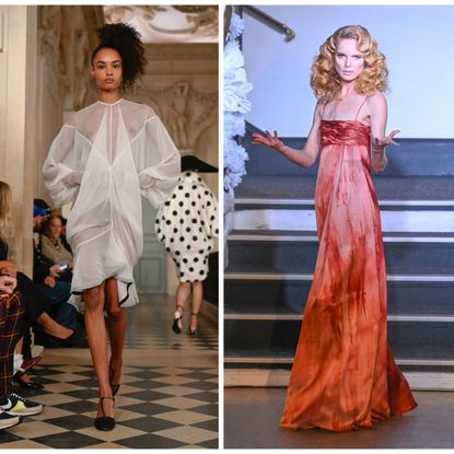 a collage of models walking the runway during paris couture week