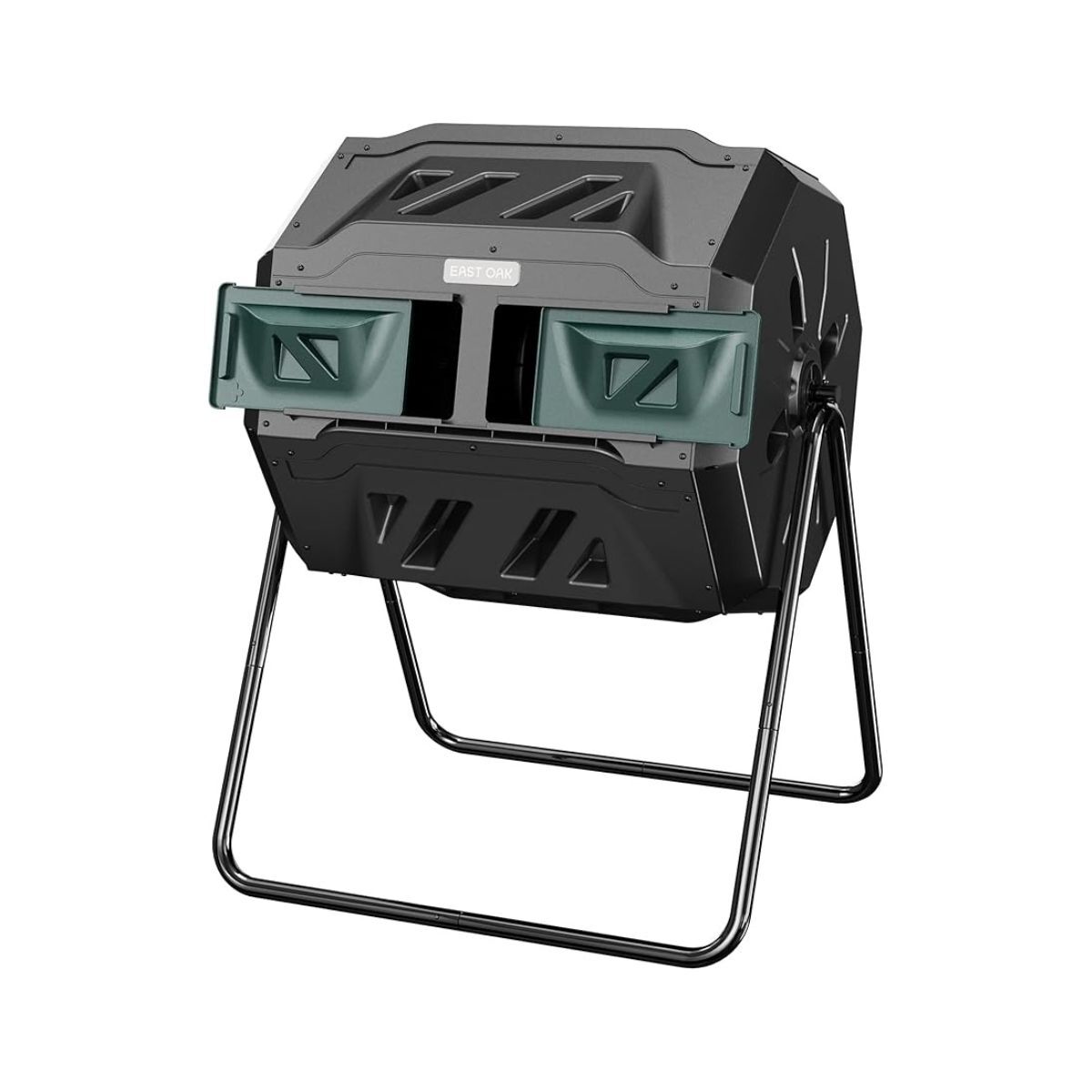A black compost bin