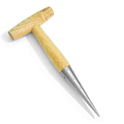 Esvopa Seed Dibber Hand Dibber Bulb Planter Tool, Stainless Steel Garden Dibber With Wooden Handle for Planting Seeds, Bulbs, Tulips, Daffodils and Flowers