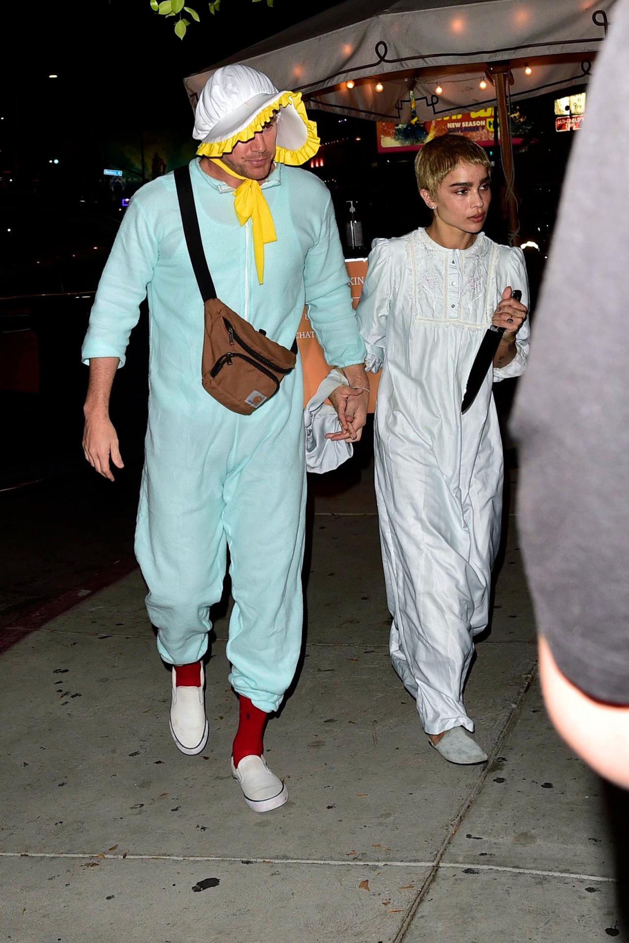 Channing Tatum and Zoë Kravitz are seen arriving at Kendall Jenner's Halloween party on October 28, 2023 in Los Angeles, California.