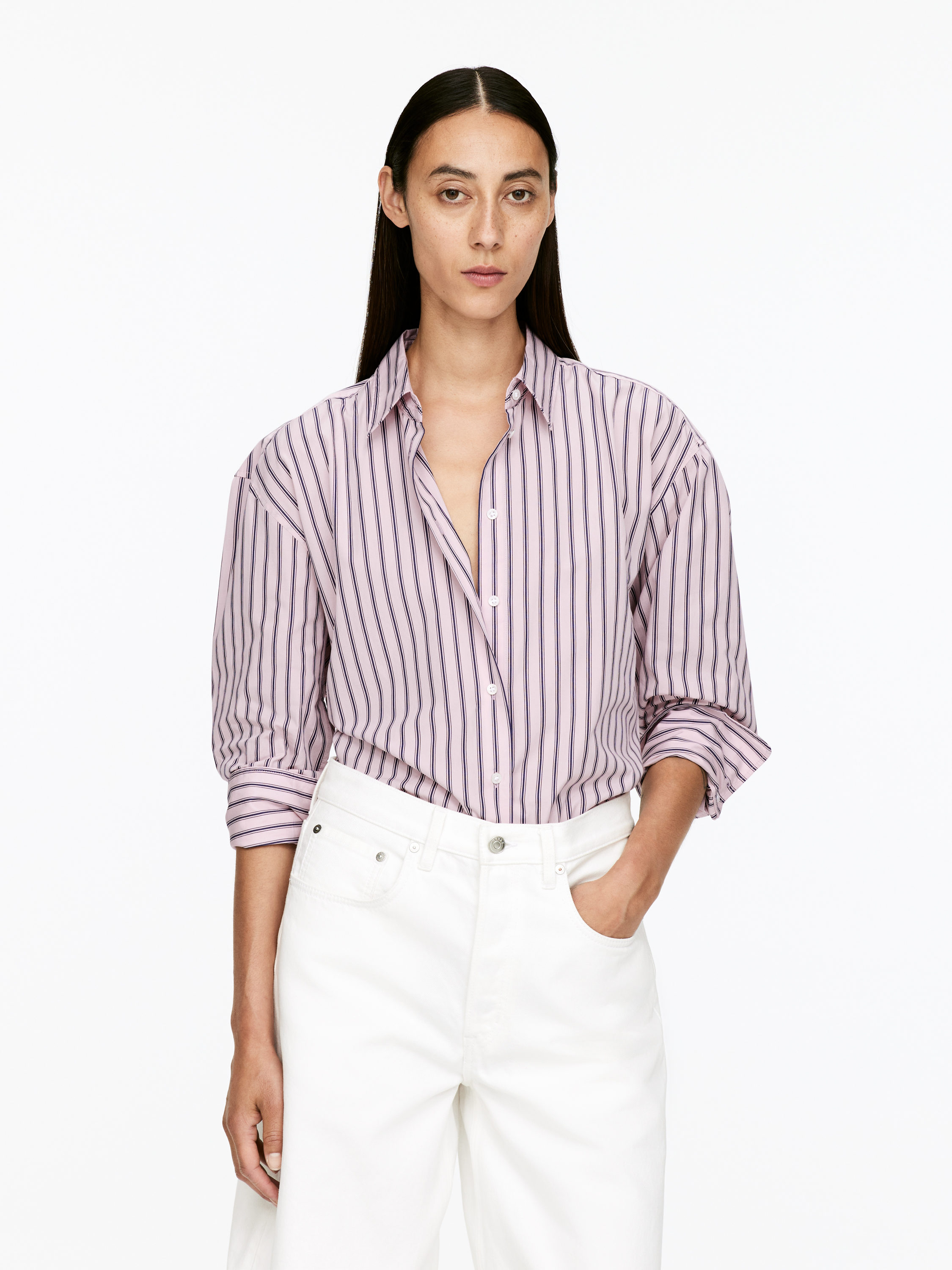 Cotton Poplin Shirt 
 Pink/blue 
 Women 
 Arket Gb