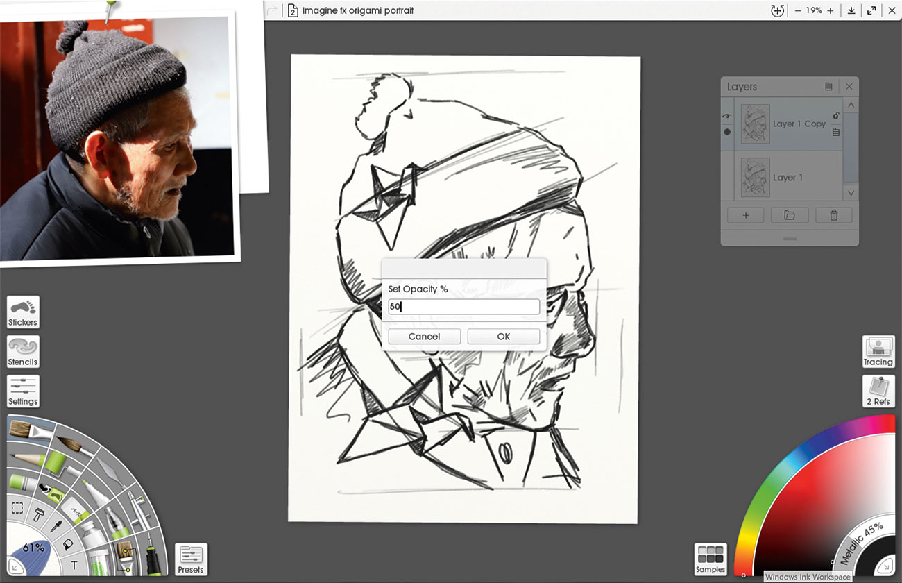Paint expressive portrait art: Duplicating the pencil layer
