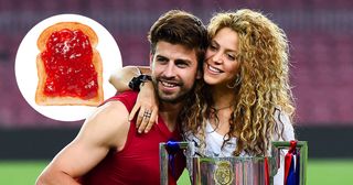 Gerard Pique of FC Barcelona and Shakira pose with the trophy after FC Barcelona won the Copa del Rey Final match against Athletic Club at Camp Nou on May 30, 2015 in Barcelona, Spain.