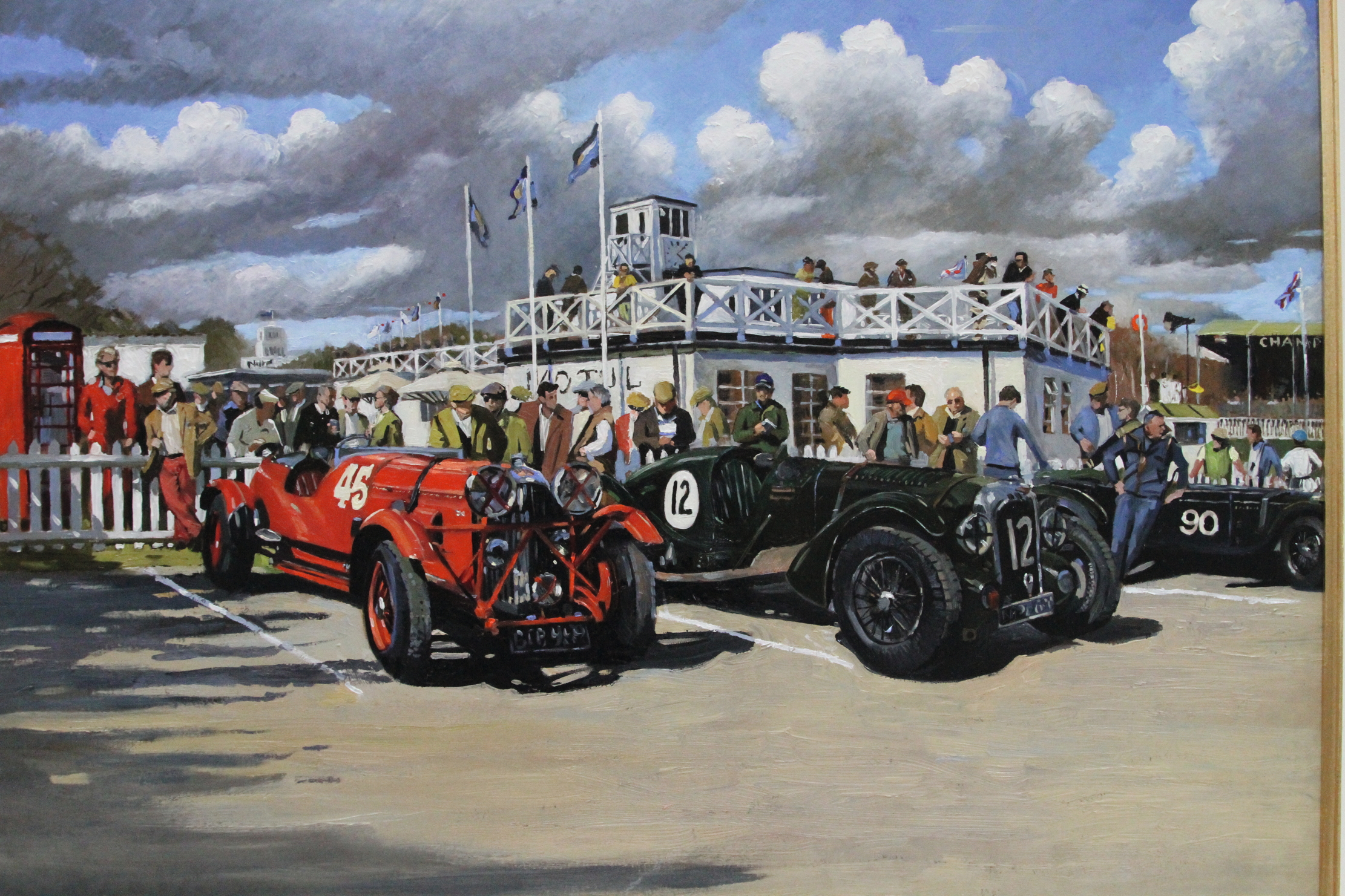 A group of old bentleys painted in oils