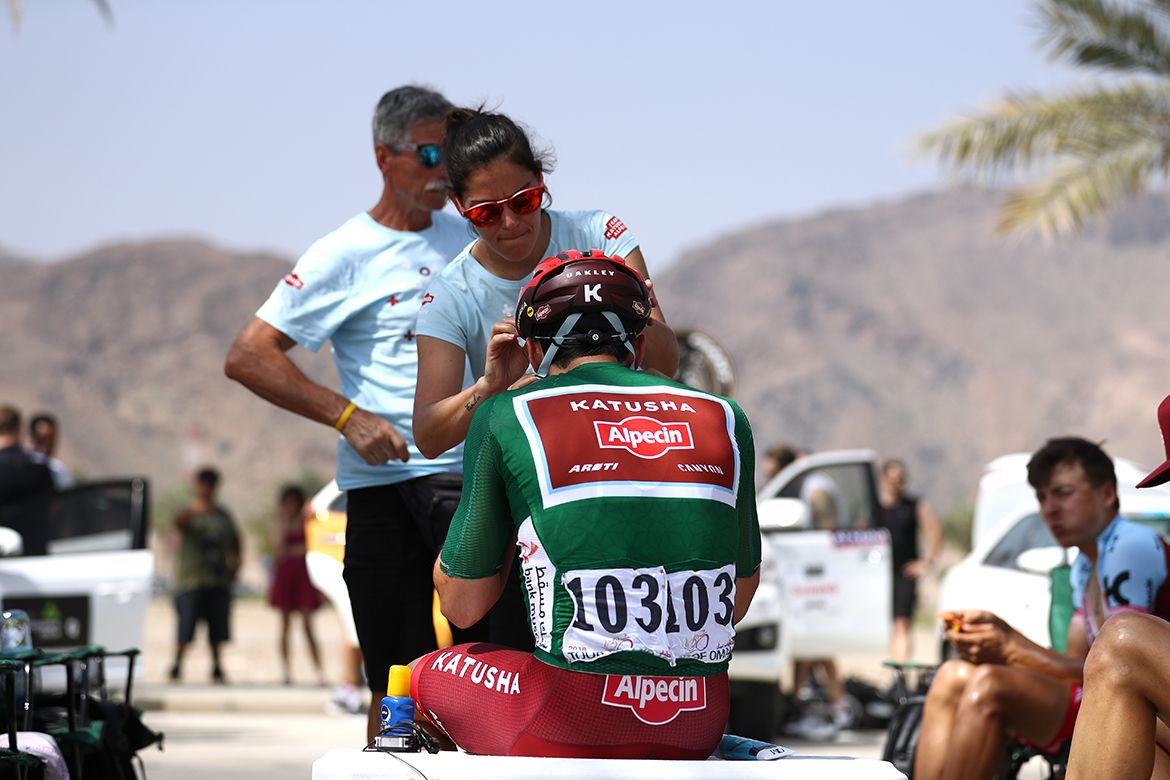 Nathan Haas (Katusha-Alpecin) gets ready for stage 4 of the Tour of Oman.