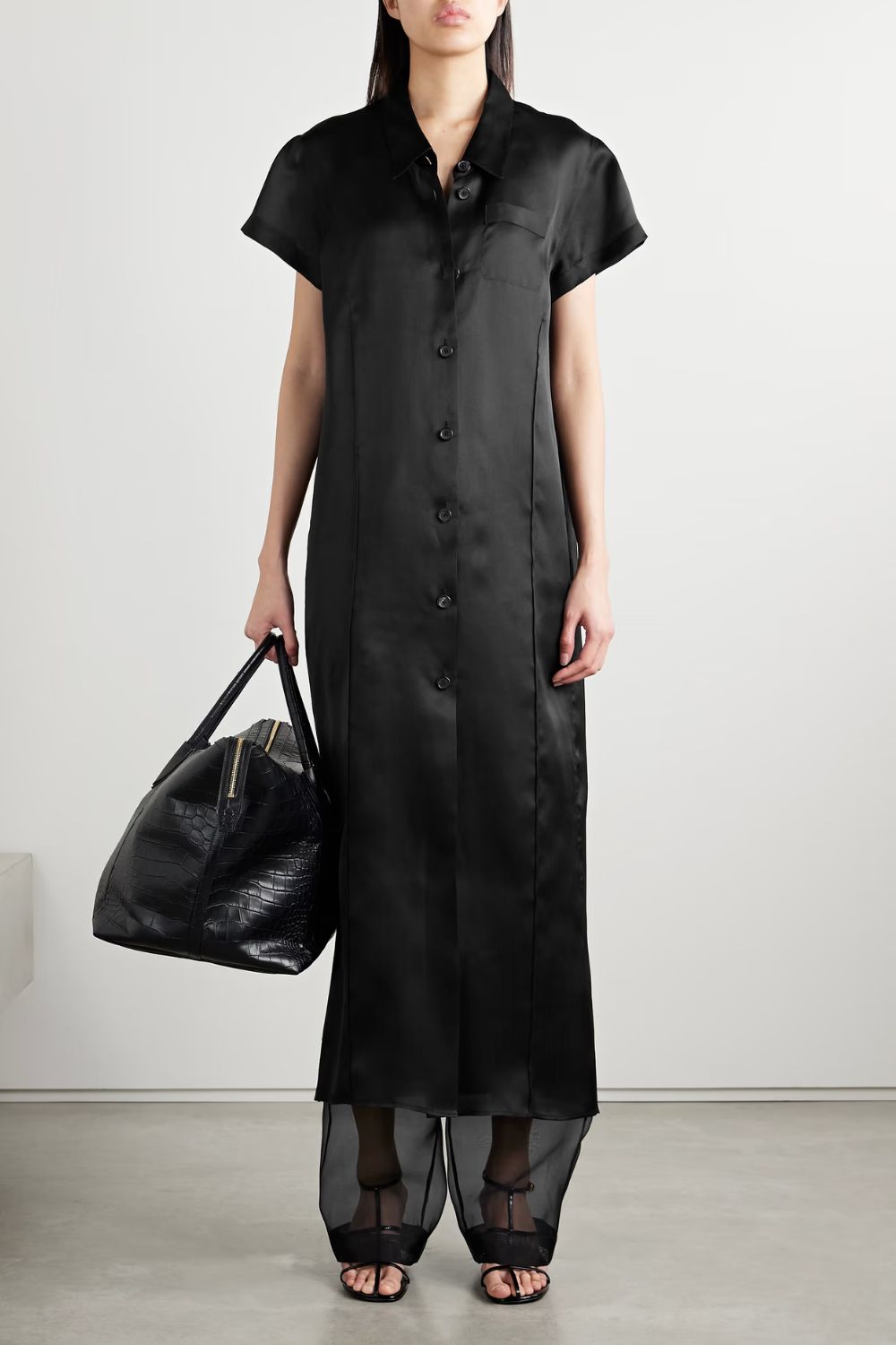 Khaite Effy silk and cotton-blend organza midi shirt dress