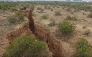 The crack that opened up in the Arizona desert was tens of feet deep in some spots.