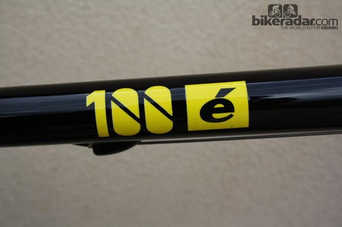 On the top tube more decals denote a bike for an extra special Tour de France.