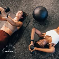 Low impact strength training: Two women training at the gym