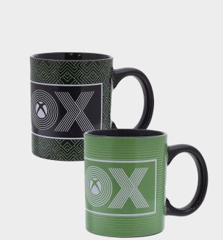 Xbox heat-changing mugs on a plain background