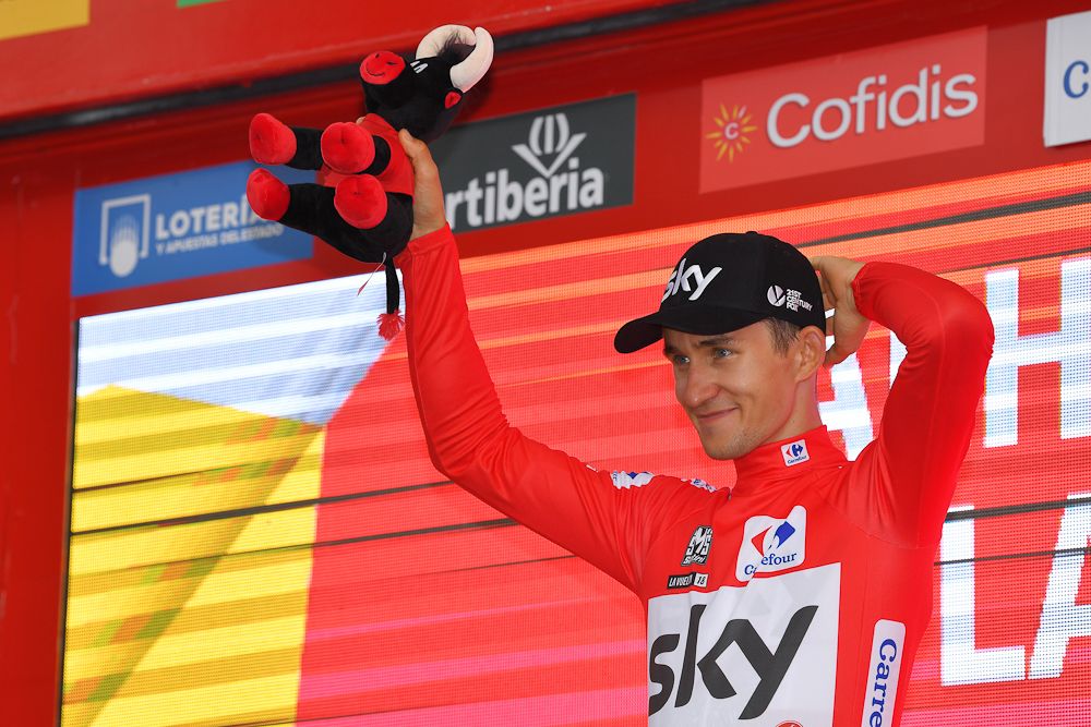 Michal Kwiatkowski in red after stage 3 of the Vuelta