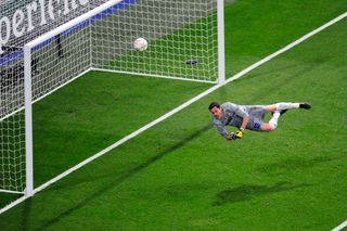 Inter goalkeeper Julio Cesar makes a save in the 2010 Champions League final against Bayern Munich.