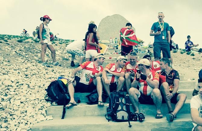 The Tom Simpson memorial near the summit of Mont Ventoux