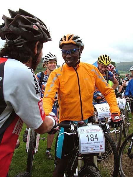 Nickson Mwaura at the start line.