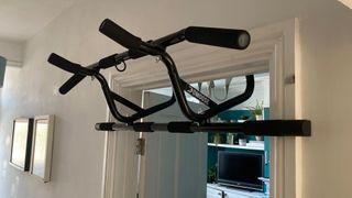 Dmoose Doorway Pull-Up Bar hung in door frame