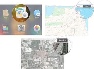 Open the Maps app, then click transit, then click satellite