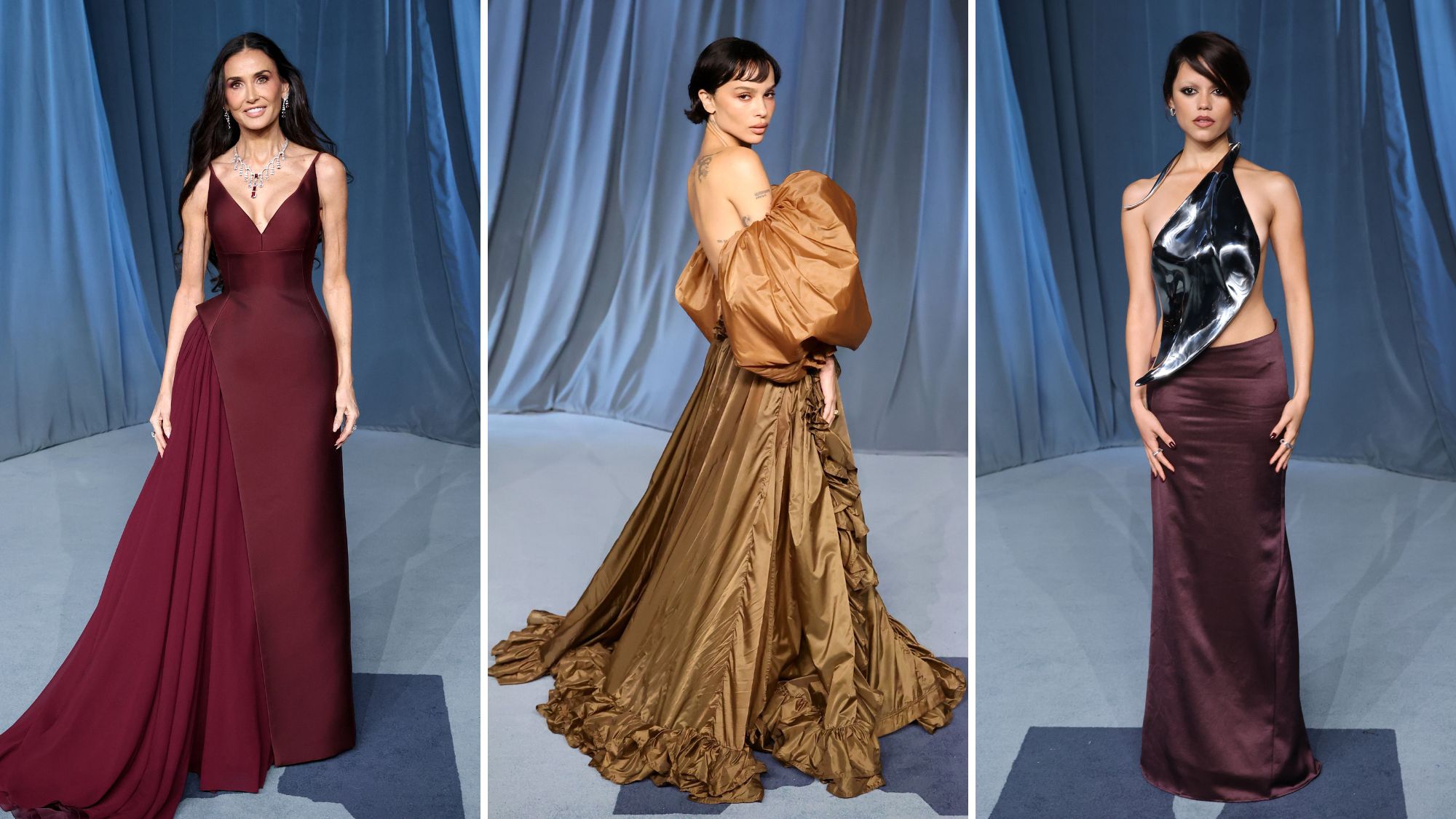 demi moore, zoe kravitz and jenna ortega on the red carpet at the 2025 academy museum gala