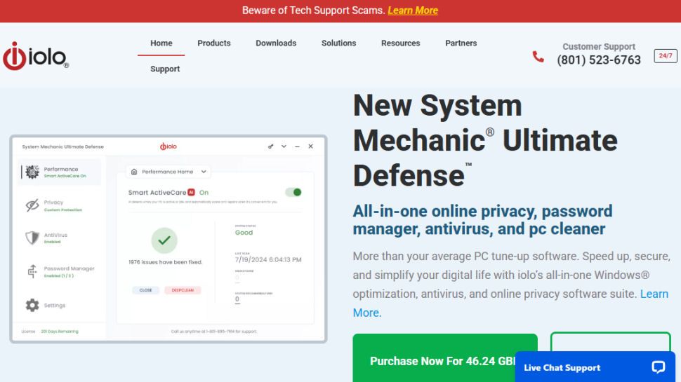 Iolo System Mechanic website screenshot (February 2026)