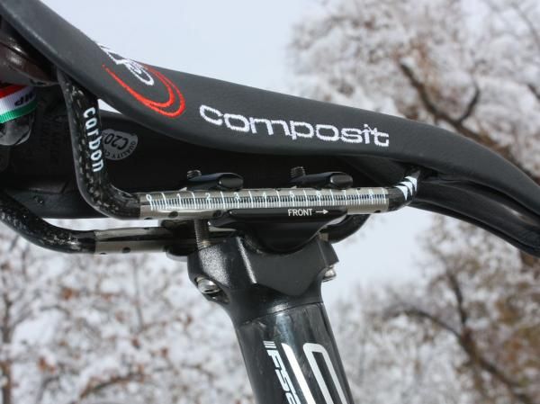 The carbon fiber rails are reinforced with metallic shields.