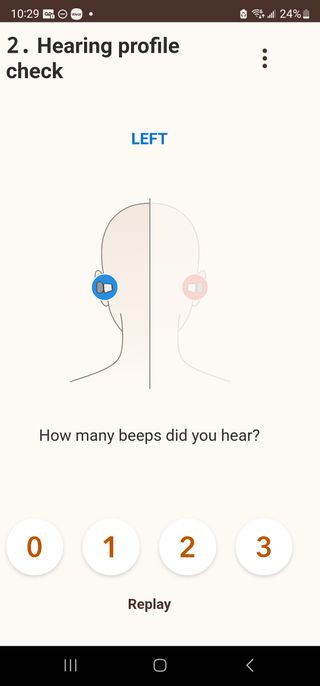 Hearing profile check on Sony Hearing Control app