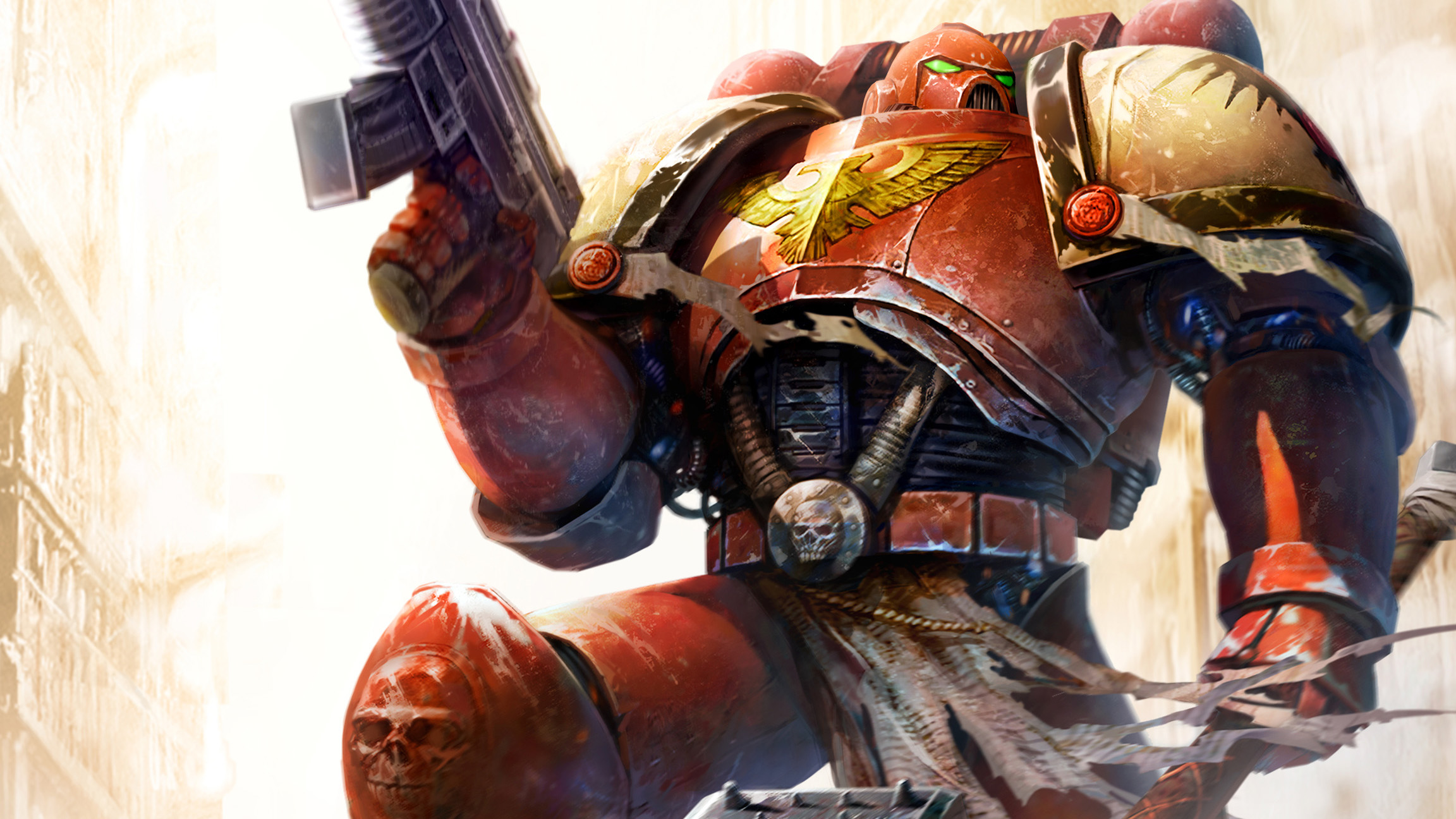 Dawn of War 2 cover art of a red space marine