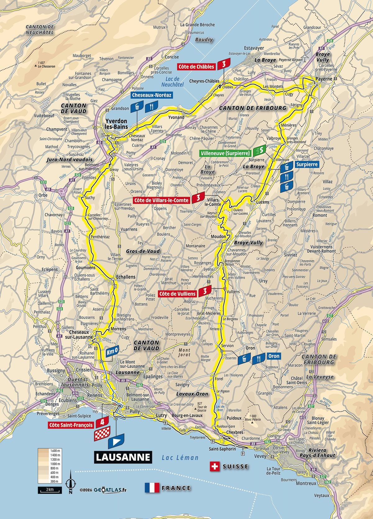 Map of stage 1 of the 2026 Tour de France Femmes