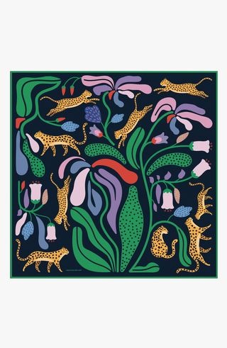 Double Sided Silk Scarf of Jungle Night