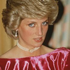 Princess Diana wears a pink Catherine Walker gown to a dinner in Palm Beach, Florida in November 1985