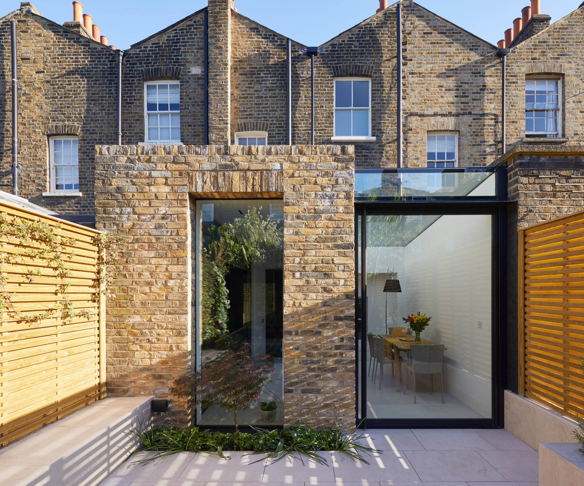 exterior of half brick half glazed extension