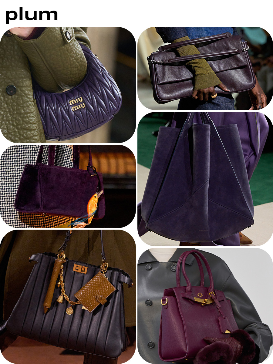 Collage of different handbag color trends